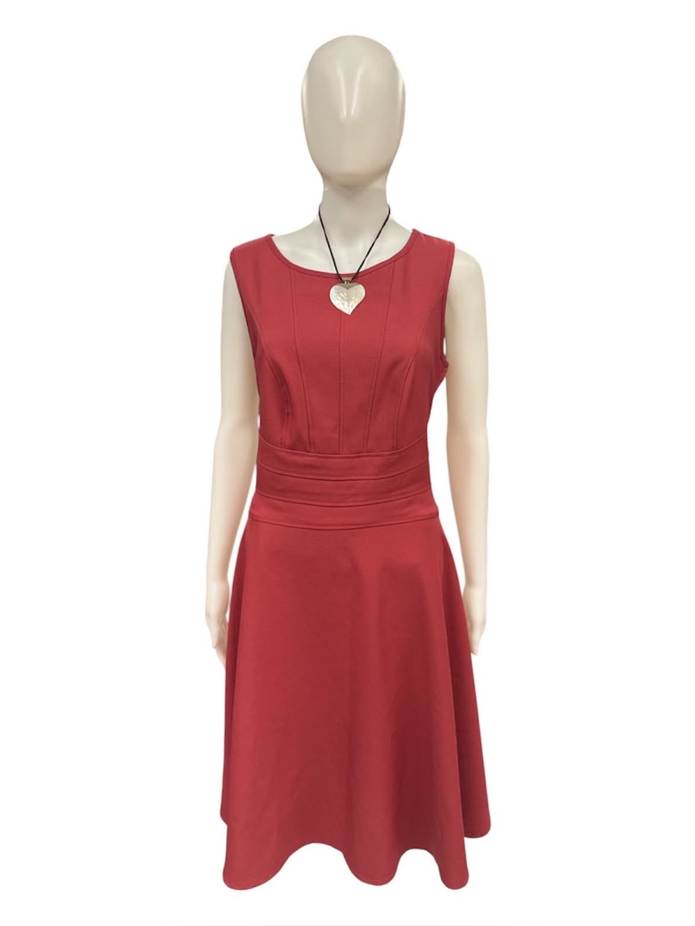cleo Sleeveless Red Midi Dress with Waistband Size M